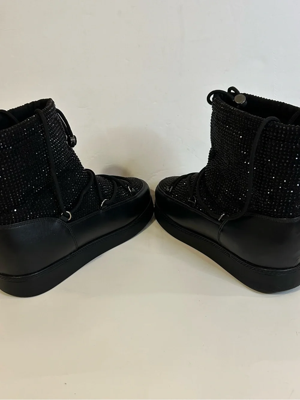 INC Women’s Black Rhinestone Lace Up Wool Lined Winter Boots Size 11